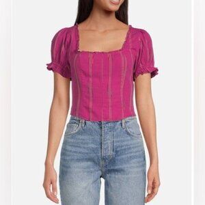 NEW Free People Seratonin Corset Style Top in Raspberry Sherbet Size Large